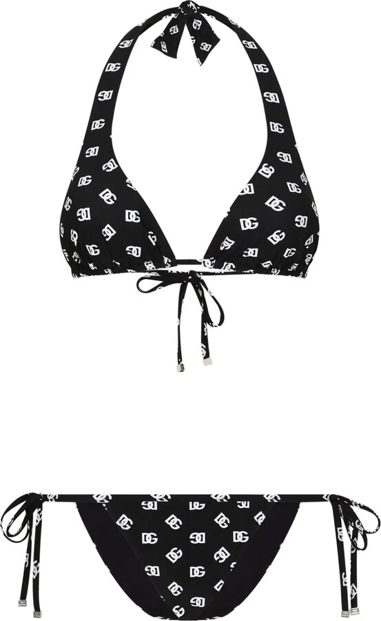 Dolce & Gabbana logo print triangle-cup bikini set