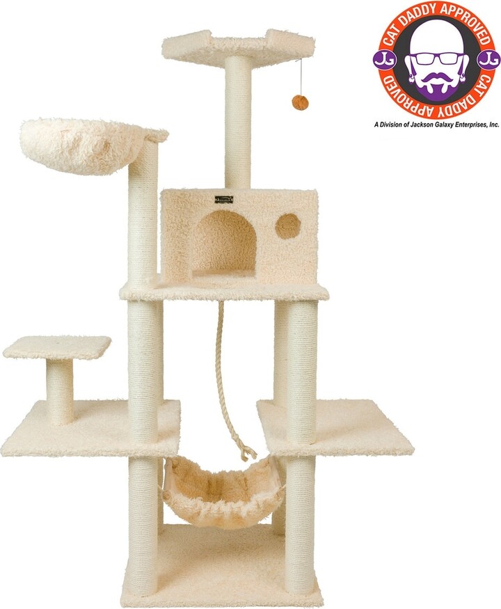 Mult Level Real Wood Cat Tree Hammock Bed, Climbing Center for Cats