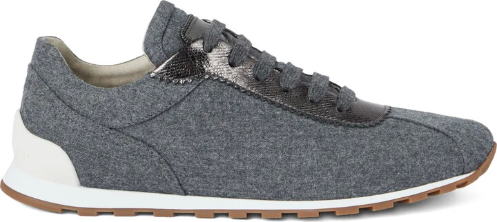 Brunello Cucinelli Wool Leather Sneakers
