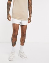 Thumbnail for your product : ASOS DESIGN skinny chino shorter shorts with elastic waist in white