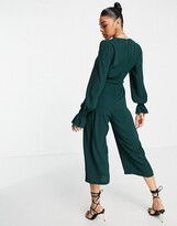 Thumbnail for your product : AX Paris plunge front jumpsuit in green