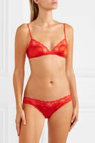 Thumbnail for your product : Stella McCartney Eloise Enchanting Lace-trimmed Stretch-silk Soft-cup Bra - Red