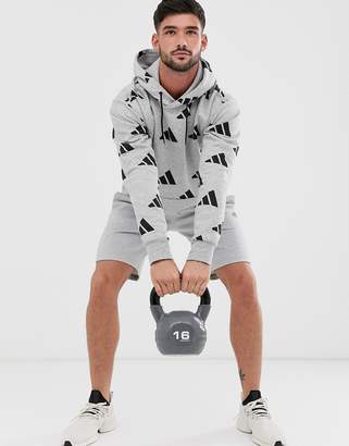 adidas Training graphic print hoodie in grey