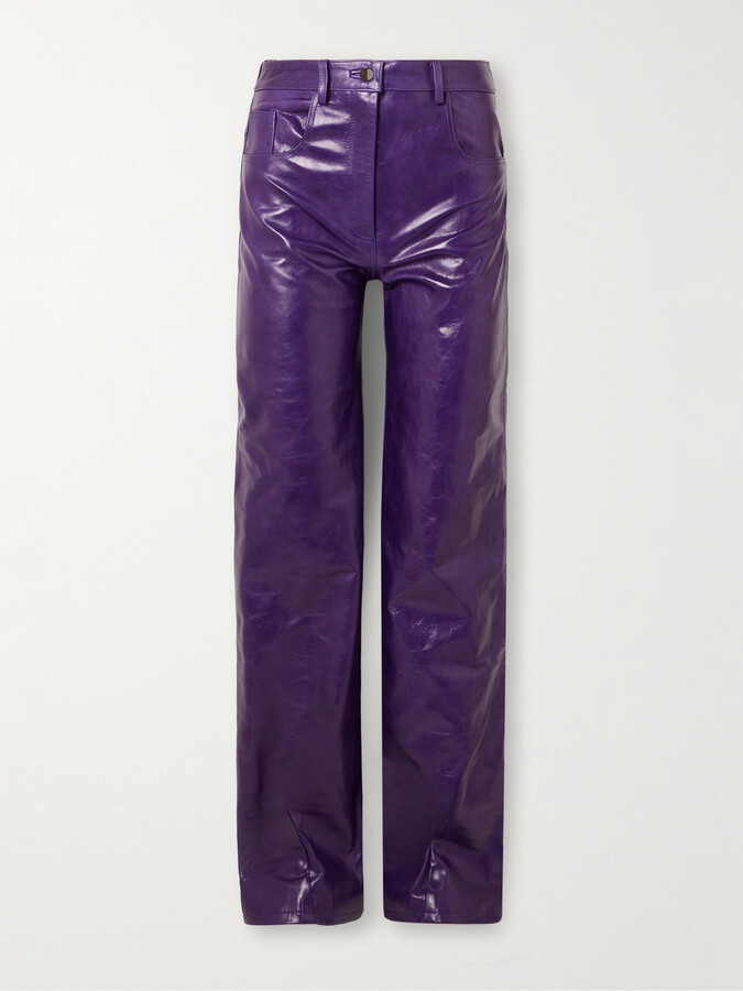 16Arlington Vante Leather Straight-leg Pants - Purple