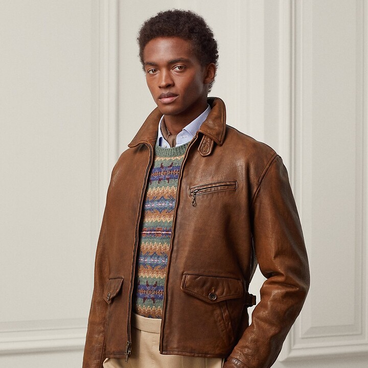 Men Ralph Lauren Brown Leather Jacket | ShopStyle