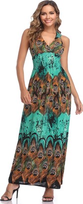 Yummy Bee Maxi Dress - Summer Dresses for Women Casual Sleeveless Boho Long - Plus Size (Green