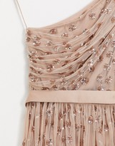 Thumbnail for your product : Maya one shoulder embellished maxi dress in taupe blush