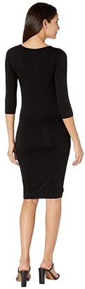 BB Dakota Rouched Mood Rayon Spandex Knit Dress (Black) Women's Dress