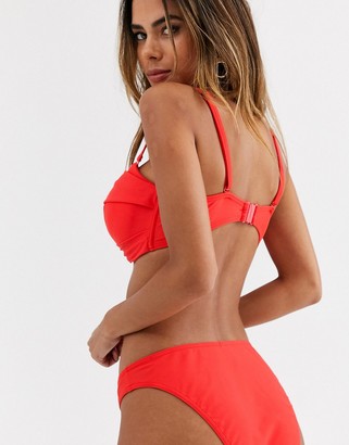 Figleaves Fuller Bust underwired loop front bandeau bikini top in red