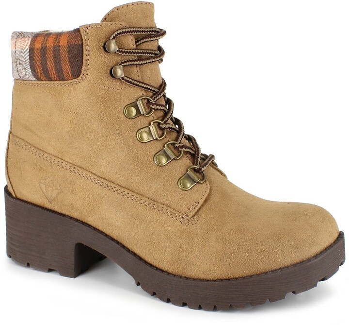 boots with plaid cuff