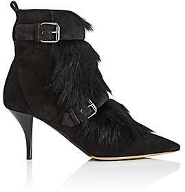 Tabitha Simmons WOMEN'S ZINA SUEDE & SHEARLING ANKLE BOOTS - BLACK SIZE 8