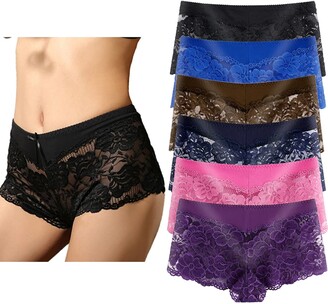 YaoKing Women's Underwear Regular & Plus Size Panties Sexy Lace Boyshort  Hipster Cheeky Panty- 6 Pack - ShopStyle Knickers