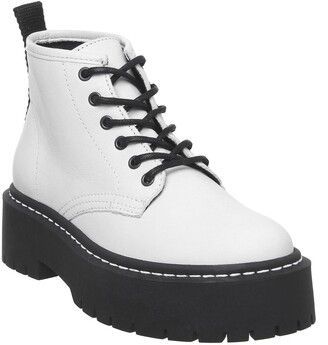 Office Absorb Chunky Lace Up Boots White Leather