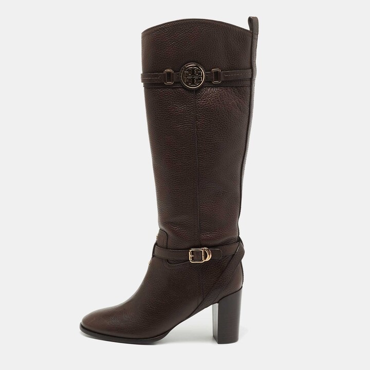 Tory Burch Dark Brown Leather Knee Length Boots Size  - ShopStyle