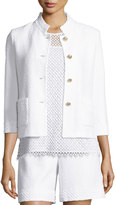Thumbnail for your product : St. John Clair Lace-Trim 3/4-Sleeve Jacket, Bianco