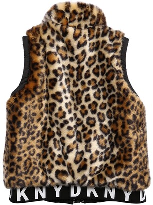 DKNY Reversible Faux Fur & Nylon Puffer Vest