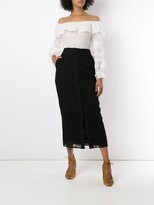 Thumbnail for your product : Martha Medeiros Sofia Lace-Overlay Silk Satin Pencil Skirt
