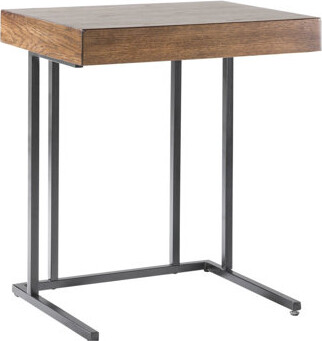 Latitude Run Solid Wood Veneer Pull Up Desk - Metal Base For Sturdiness Style With