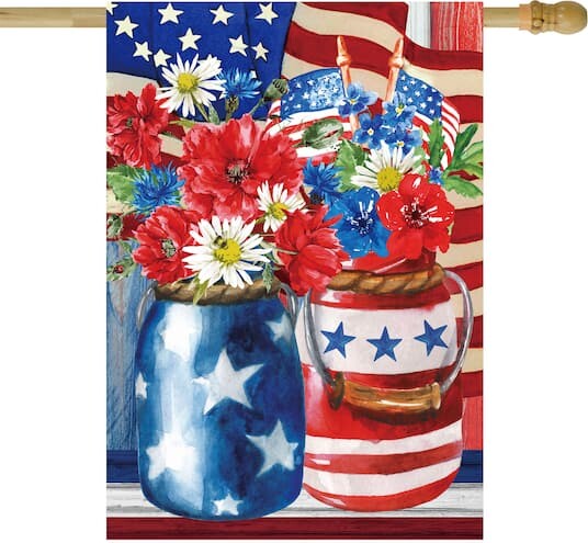 Northlight Patriotic Americana Floral Bouquet Outdoor House Flag