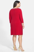 Thumbnail for your product : Tahari by Arthur S. Levine Embellished Neck Matte Jersey Dress (Plus Size)