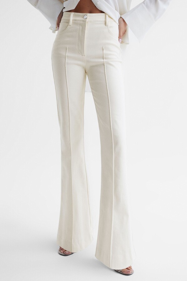 Reiss Cream Florence Regular High Rise Flared Trousers - ShopStyle Wide-Leg  Pants