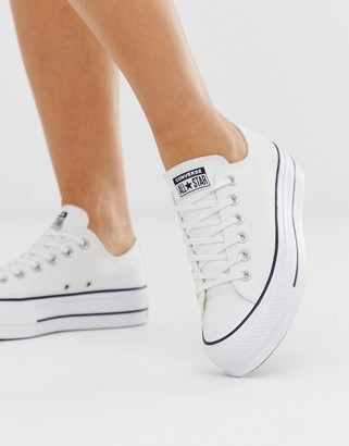 converse white platform trainers