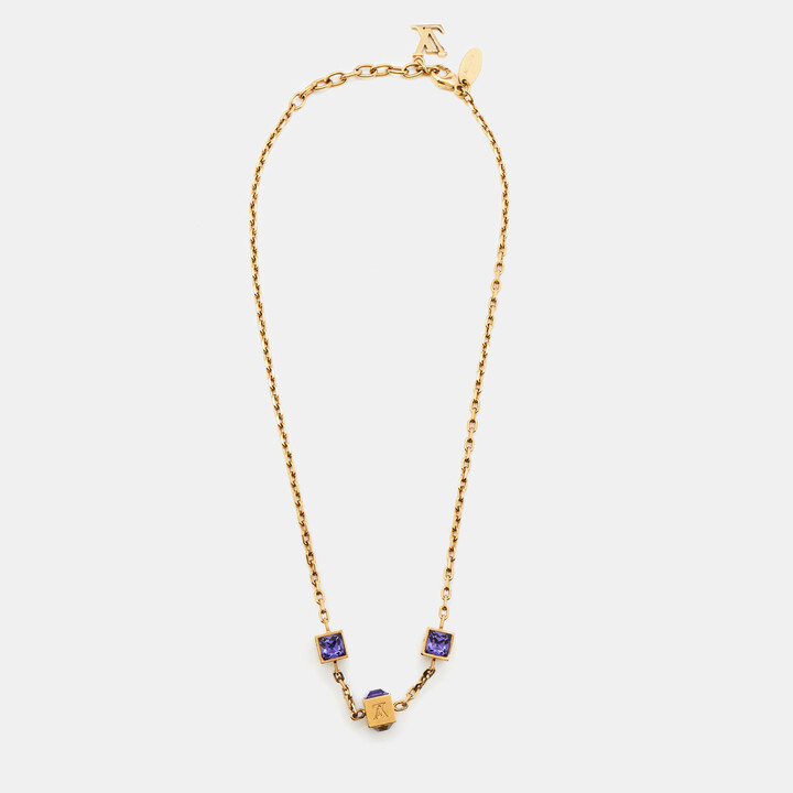 Louis Vuitton Louise By Night Crystals Gold Tone Necklace Louis Vuitton