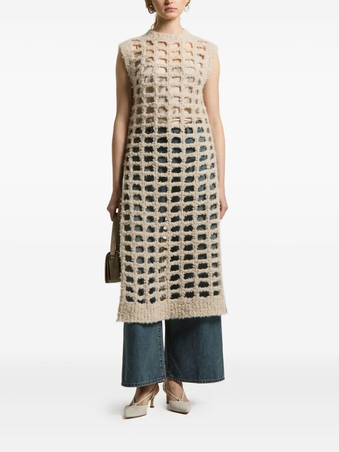 Peserico Grid-Pattern Sleeveless Top