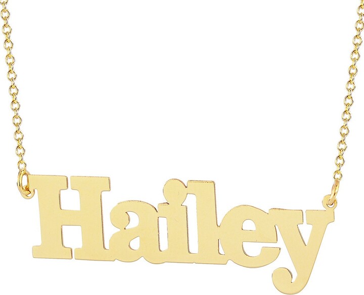 Etsy 10K Or 14K Solid Gold Personalized Name Necklace Laser Cut Block Font Style Fine Jewelry Nn28