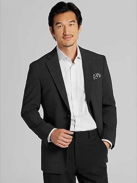 Wilke-Rodriguez Big & Tall Men's Modern Fit Plaid Sport Coat Graphite Plaid