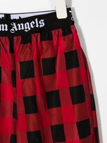 Thumbnail for your product : Palm Angels Kids Logo-Waistband Check Trousers