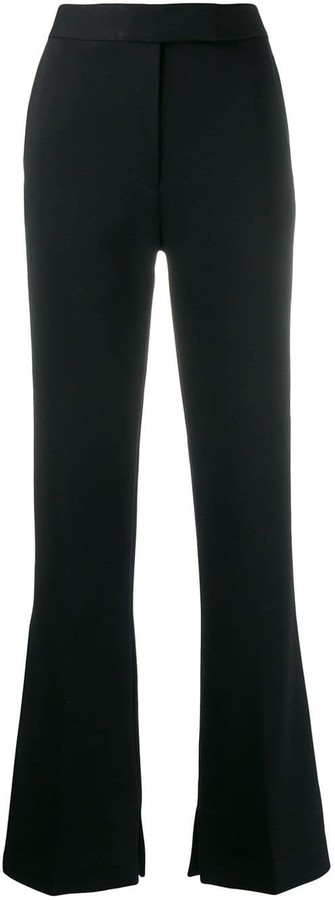 black tailored flared trousers
