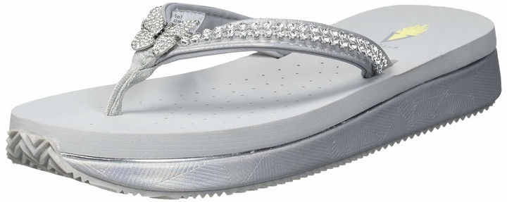 silver wedge flip flops