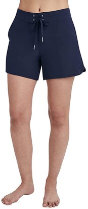 Nautica Women's Standard Solid 9 Core Stretch Boardshort with Adjustable Waistband Cord 