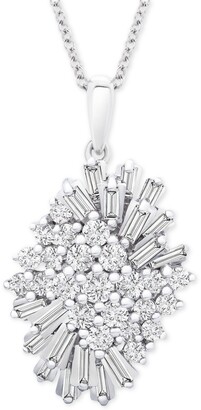 Wrapped in Love Diamond (1 ct. t.w.) Starburst Pendant Necklace in 14k White Gold, 16" + 4" extender, Created for Macy's