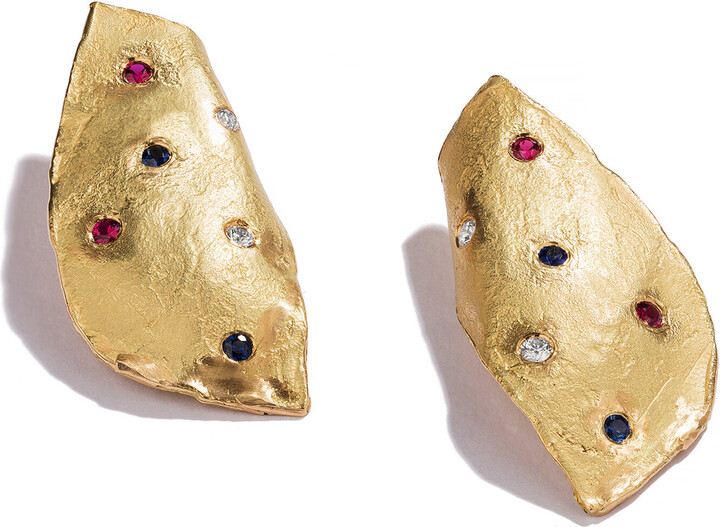 Renato Cipullo Spiaggia 18K Yellow Gold Diamond, Ruby, Sapphire Earrings