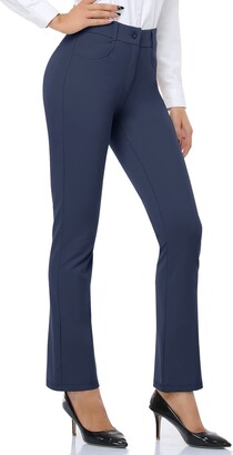 DAYOUNG Bootcut Yoga Pants for Women Tummy Control Workout Bootleg Pants High Waist 4 Way Stretch Pants 