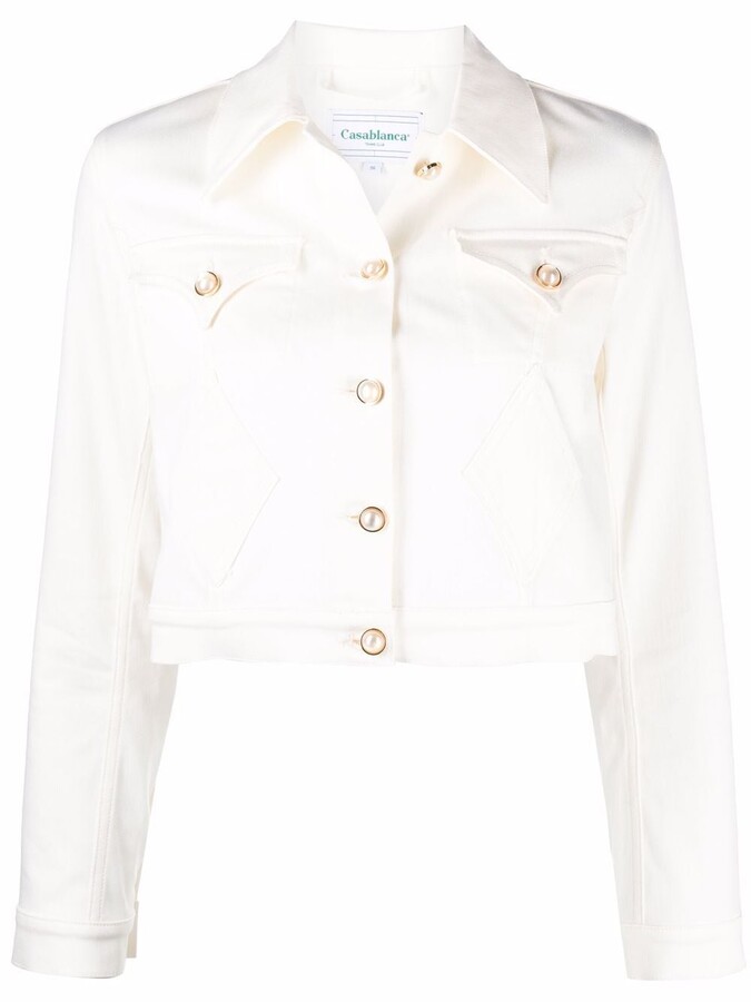 white cropped jeans jacket