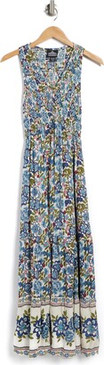 Angie Floral Print V-Neck Smocked Maxi Dress