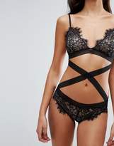 Thumbnail for your product : ASOS Florie Eyelash Lace Strappy Body