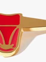 Thumbnail for your product : Chloé Bull-head Lacquered Brass Pin - Red Multi