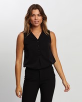Thumbnail for your product : Atmos & Here Atmos&Here - Women's Black Workwear Tops - Button Front Sleeveless Top - Size 18 at The Iconic