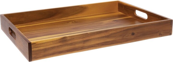 Lipper Acacia Large Serving Tray With Cutout Handles
