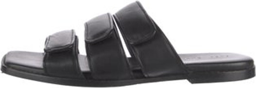 Freda Salvador Leather Slides Black Velcro Closure at Uppers Unfortunately, due to restrictions, this item may not be eligible for shipping in all areas.