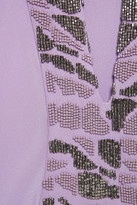 Thumbnail for your product : Roberto Cavalli Bead-embellished Crepe And Crepe De Chine Top