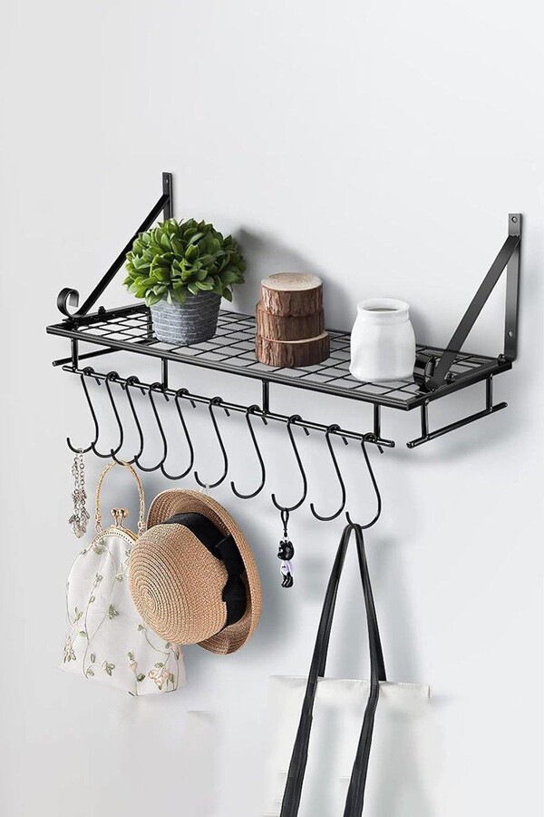 Living and Home Triangle Stable Metal Shelf Saucepan Pan Pot Rack Wall