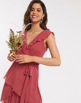 Thumbnail for your product : Little Mistress layered frill midi dress in pink