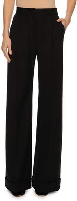 Dolce & Gabbana Cuffed Wide-Leg Pants, Black
