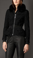 Thumbnail for your product : Burberry Floral Lace Jacket With Fur Collar