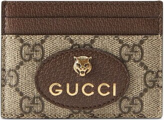 Gucci GG Supreme feline head cardholder - ShopStyle Wallets